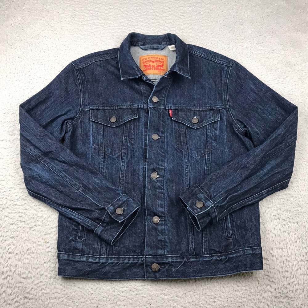 Levis Classic Denim Trucker Jacket Mens M Overdyed Dark Wash Jean 100% Cotton